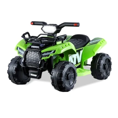 Image of Hanstore 6V Kids Electric Quad Bike, Ride on Car, Toddlers Bike ATV Toy with Headlights, Music, Horn for Ages 18 36 Months(Green)