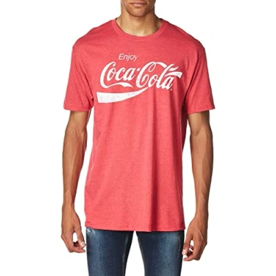 Image of Coca Cola Men&#039;s Coke Classic T Shirt, Red Heather, Large