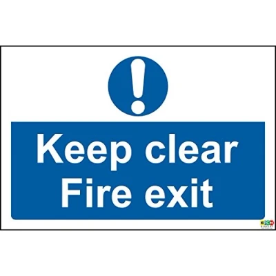 Image of Keep Clear fire exit Safety Sign 1.2mm Rigid Plastic 300mm x 200mm