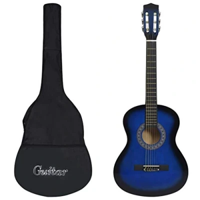 Image of vidaXL Classical Guitar with Bag for Beginners Musical Learning Instrument Musician Amateur Blue 3/4 36&quot;