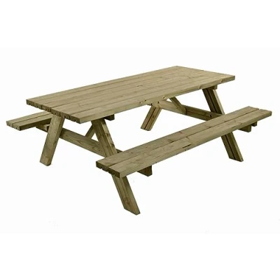 Image of BrackenStyle Foster Heavy Duty 8 Seater Wooden A Frame Picnic Table 42mm Pressure Treated Timbers Strong Wood Bench