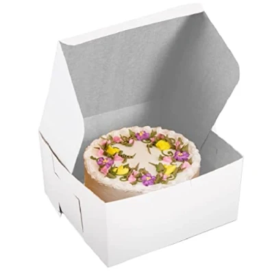 Image of Tezraftaar® 20 x Cardboard Cake Boxes 10&quot; 4&quot; Square Fold Flat Box for Store Muffins Cupcakes Desserts Cookies