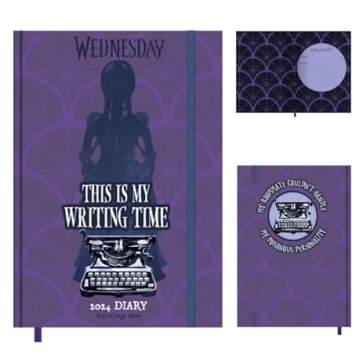 Image of Wednesday 2024 Diary, A5 Diary Hard Cover, Day to a View Planner Official Merchandise