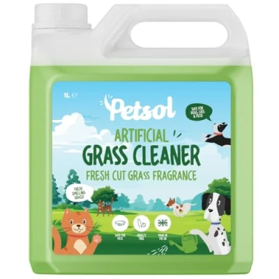 Image of PetSol Artificial Grass Cleaner, Kennel Disinfectant and Deodoriser Dog Urine Neutraliser, Patio Cleaner Pet Friendly. Fresh Cut Scent 1L Concentrate