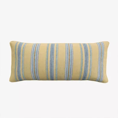 Image of Sanderson Enys Garden Cushion Indigo &amp; Ochre 70X30cm