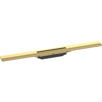 Image of hansgrohe 56043990 RainDrain Flex Fertigset Duschrinne 700 kürzbar Optic Complete Set Shower Channel, Polished Gold Look, 70 cm