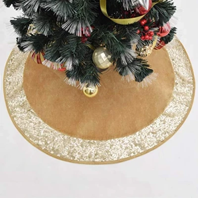 Image of Gireshome Gold Velvet Center, Glitter Blingbling Extra Large Christmas Tree Skirt 36inch