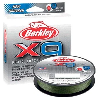 Image of Berkley X9 Braided Fishing Line 9 Strand Braid for Saltwater and Freshwater Fishing, Unisex,, Low Vis Green, 0.06mm 6.4kg 150m 165yd