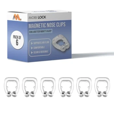Image of Magnetic Anti Snore Clip (Pack of 6) Silicone Snoring Nose a Simple Solution for Nasal Snorers Reusable Device to Enjoy Peaceful Night&#039;s Sleep Beauty by Mobi Lock