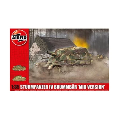 Image of Airfix Model Set A1376 Sturmpanzer IV Brummbar (Mid Version) Building Kit Plastic Tank Kits for Adults &amp; Children 8+, Includes Sprues Decals 1:35 Scale