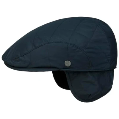 Image of bugatti Quilted Flat Cap Ivy hat (60 cm Navy)