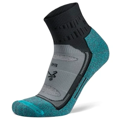 Image of Balega Unisex Blister Resist Quarter (1 Pair), Grey/Bl Performance Athletic Running Socks for Men and Women, Grey/Blue, M UK
