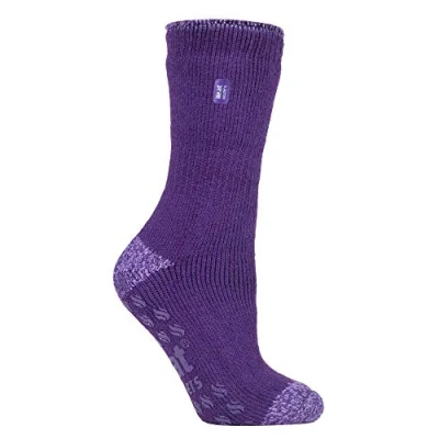 Image of HEAT HOLDERS Ladies ABS Non Skid Thermal Slipper Socks with Grips for Indoor Winter Comfort (4 8 UK, Purple)
