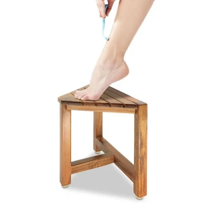 Image of ENKEZI Shower Foot Rest 12 in Stool for Shaving Legs, Small Corner Bathroom Bench Suitable Spaces Bath Seat, Spa