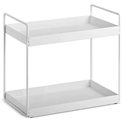 Image of 2 Tier Bathroom Countertop Organiser Vanity Tray Cosmetic &amp; Makeup Storage Kitchen Spice Rack Standing Shelf, White