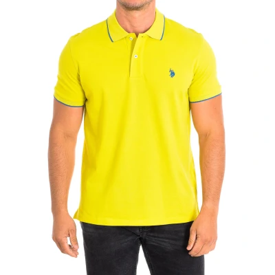 Image of US Polo Assn Mens KORY Short Sleeve with contrast lapel collar 64782 man Yellow Cotton Size Large