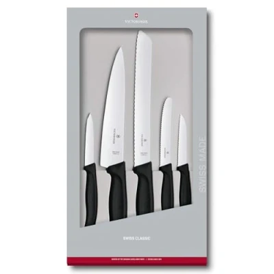 Image of Victorinox Swiss Classic Kitchen Knife Set, Set of 5, Extra Sharp, Made, Black