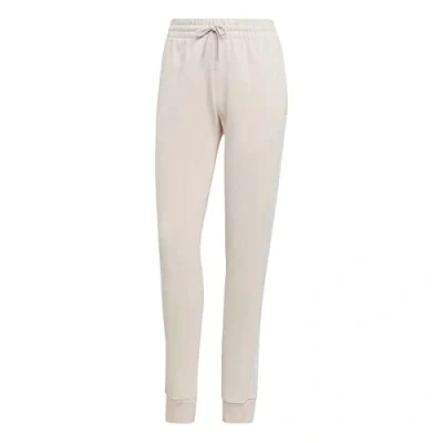 Image of adidas Women&#039;s Essentials 3 Stripes French Terry Cuffed Pants, Wonder Quartz/White, S
