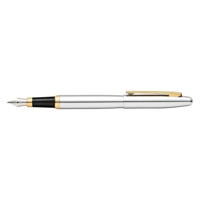 Image of Sheaffer VFM Refillable fountain pen with medium grade stainless steel nib, polished chrome gold tone trim