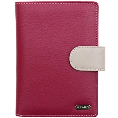Image of Leather Wallet GIF, Ladies Genuine Large Purse Bag RFID Protection and 23 Card Slot Organiser, Real with Zipped Coin Section (Strawberry Red)