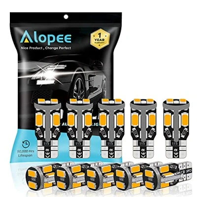 Image of Alopee 10 Pack T10 194 168 W5W 501 Extremely Bright Amber/Yellow Canbus Error Free LED Bulbs,12V SMD 5730 Chipsets Car Replacement Bulb For Map Dome Courtesy License Plate Side Marker Light