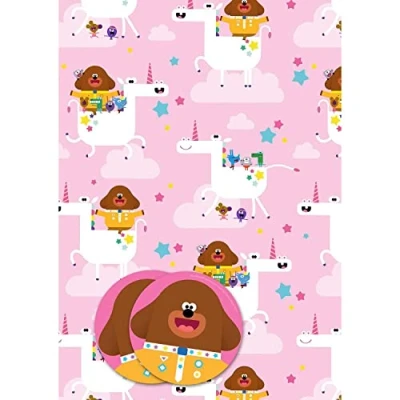 Image of Hey Duggee Wrapping Paper 4 Sheets Tags Sheet Size 70cmx50cm Official Product Responsibly Resourced