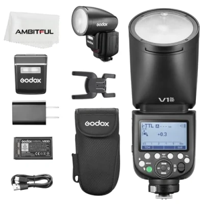 Image of Godox V1Pro N Round Head Camera Flash 2.4G X Wireless HSS 76Ws i TTL Li ion Speedlight With External SU 1 For Nikon