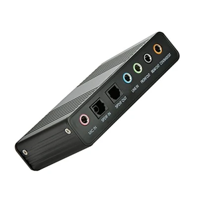 Image of 6 Channel External Sound Card USB 2.0 5.1 Surround Optical S/PDIF Audio Adapter for PC Laptop Recording Compatible with Windows 10/8/7/XP (Black)