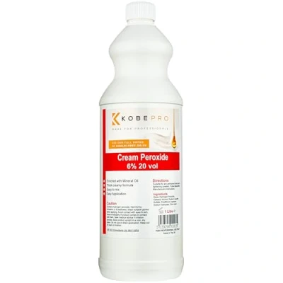 Image of Kobe Cream Peroxide Works with All Brands of Hair Bleach, Colour / Tint &amp; Lightening Powder Choice Strength Pack Size 1 Litre 6% (20 vol)