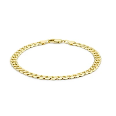 Image of Carissima Gold Women&#039;s 9 ct Yellow 5 mm Diamond Cut Curb Chain Bracelet of Length 20 cm/8 Inch