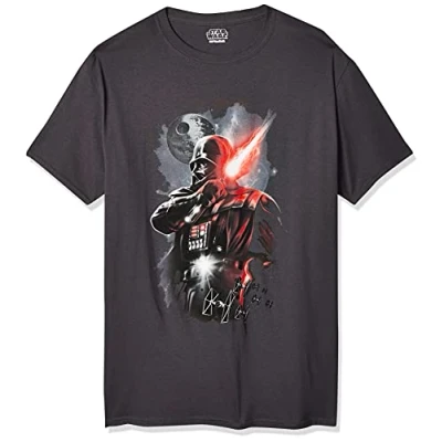 Image of STAR WARS Young Men&#039;s Dark Lord Darth Vader T Shirt, Charcoal, Large