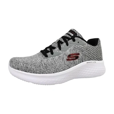 Image of Skechers Men&#039;s Skech LITE PRO FAREGROVE Trainers, Gray Circular Knit/Synthetic/Red Trim, 7 UK