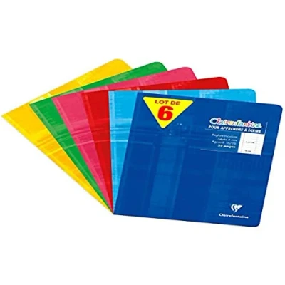 Image of Clairefontaine 3795AMZC Set of 6 Stapled Writing Notebooks 17x22 cm 32 Pages Large 4 mm Squares Enlarged 16/16 White Paper 90 g Laminated Card Cover Random Colors