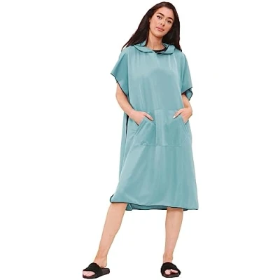 Image of True Face Beach Changing Robe With Pocket &amp; Hood Poncho Quick Dry For Unisex Adults Mens Womens To Change Wet Suit Surfing Swimming Lightweight Ponchos Turquoise