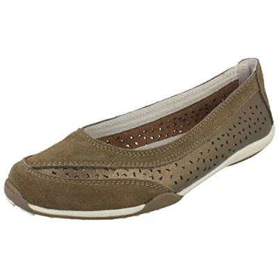 Image of Down To Earth Ladies Suede Leather Ballerinas F80448 Bronze UK Size 6 EU 39 US 8