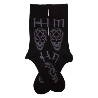 Image of Rock Off officially licensed products HIM Heartagram Skull Logo Ankle Socks UK Size 7 11, black, M
