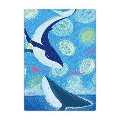 Image of Passport Holder Cover, PU Leather Travel Wallet Case Organiser for Passport, Business Cards, Credit Boarding Passes (Two Whales)