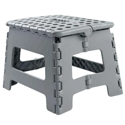 Image of Armo® Folding Stool Step Down Footstool With Carry Handle Compact Foldable Foot DIY Ladder MAX Weight 150KG (Grey)