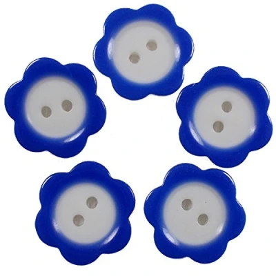 Image of Colour Rim Daisy Flower Plastic Buttons 20mm (Blue, 5)