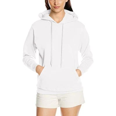 Image of Fruit of the Loom Men&#039;s Pull over Classic Hooded Sweat, White, M UK