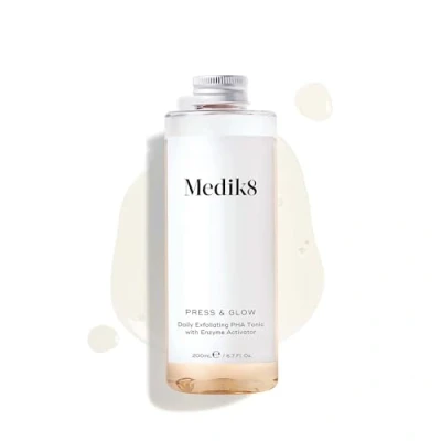 Image of Medik8 Press &amp; Glow Refill Daily PHA Exfoliating Facial Toner Smooths Skin Surface Boosts Radiance All Types 200ml