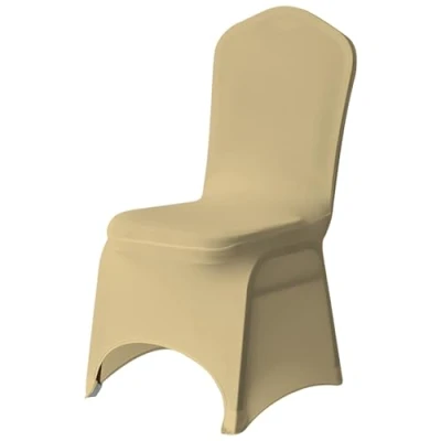 Image of Trimming Shop Spandex Champagne Chair Cover Stretch Fabric Removable Washable Protective Slipcovers for Weddings Banquets Ceremony Hotel Dining Parties Décor, 1pc