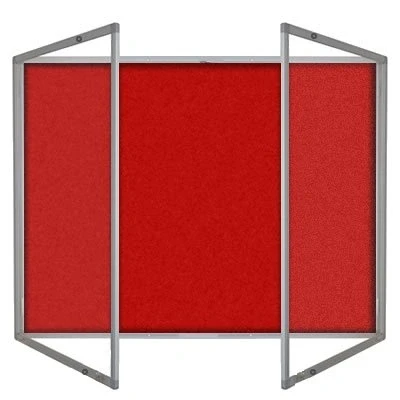Image of Tamperproof Lockable Noticeboard Class 1 Aluminium Framed 1500mm x 1200mm, Cherry, Double Doors