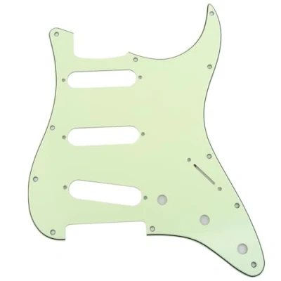 Image of Musiclily 11 Hole SSS Strat Pickguard Scratch Plate for Fender USA/Mexican Standard Stratocaster Modern Style Electric Guitar, 3Ply Mint