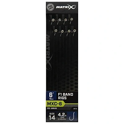 Image of Matrix MXC 6 6&quot; F1 Band Rigs Barbless 8pcs Fishing Terminal Tackle (Sz14 0.145mm)