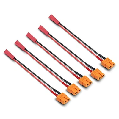 Image of Taikuwu 5Pcs XT60 Plug Female Connector to 2pins JST Cable with 10cm 20AWG Silicone Wire