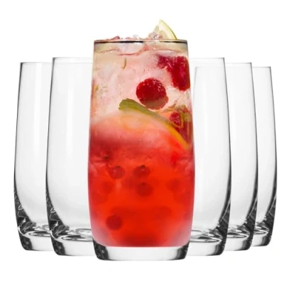 Image of Krosno Long Drink Water Juice Drinking Highball Glasses Set of 6 410 ML Blended Collection Cocktail Glasses, Half Pint Beer Glass Perfect for Home, Restaurants &amp; Parties Tumbler