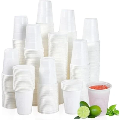 Image of AMD Nexus White Plastic Cups, 7oz Glasses for Party, Wedding, Cocktails, Christmas Party Cold Drinking Cups (Pack of 500)