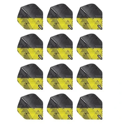 Image of RED DRAGON Hardcore Radical Yellow &amp; Black Fleck Dart Flights 4 Sets Per Pack (12 in total)
