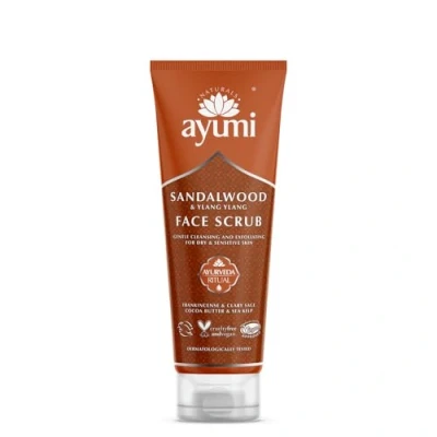 Image of Ayumi Sandalwood &amp; Ylang Face Scrub, Packed With Bamboo Stem Powder to Buff Away Dead Skin Cells, Rich in Cocoa Shea Butters For Soft 1 x 125ml